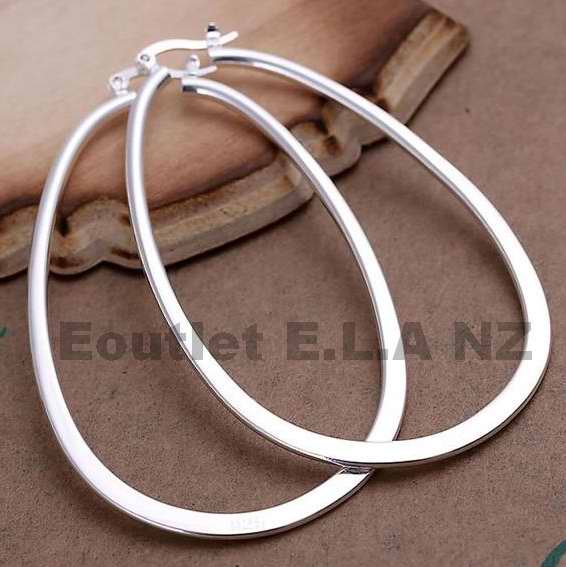 HUGE 70x48mm SILVER HOOP EARRINGS